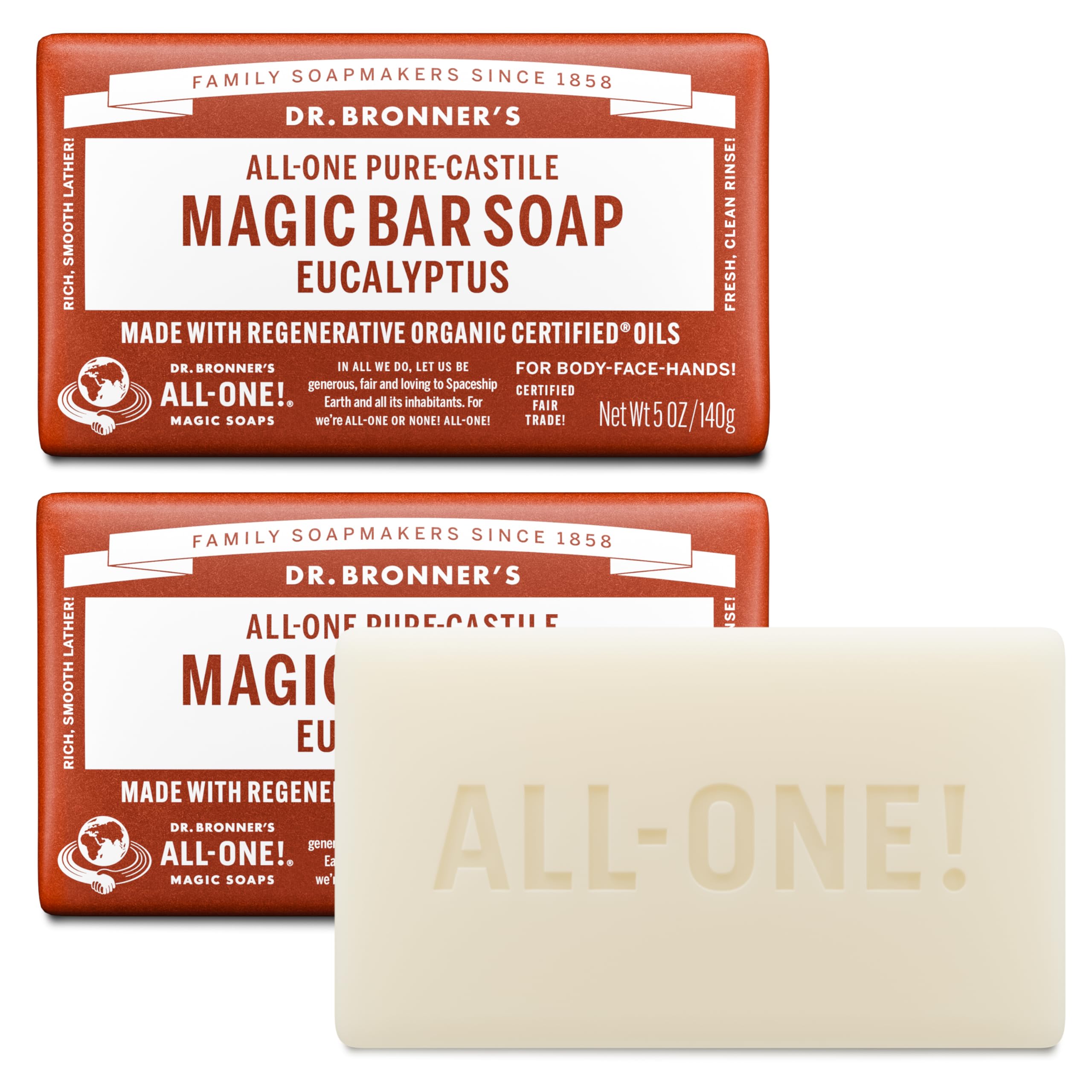 Dr Bronners Magic Soap All One Obeu05 5 Oz Eucalyptus Dr. Bronner'S Bar Soap (2-pack)