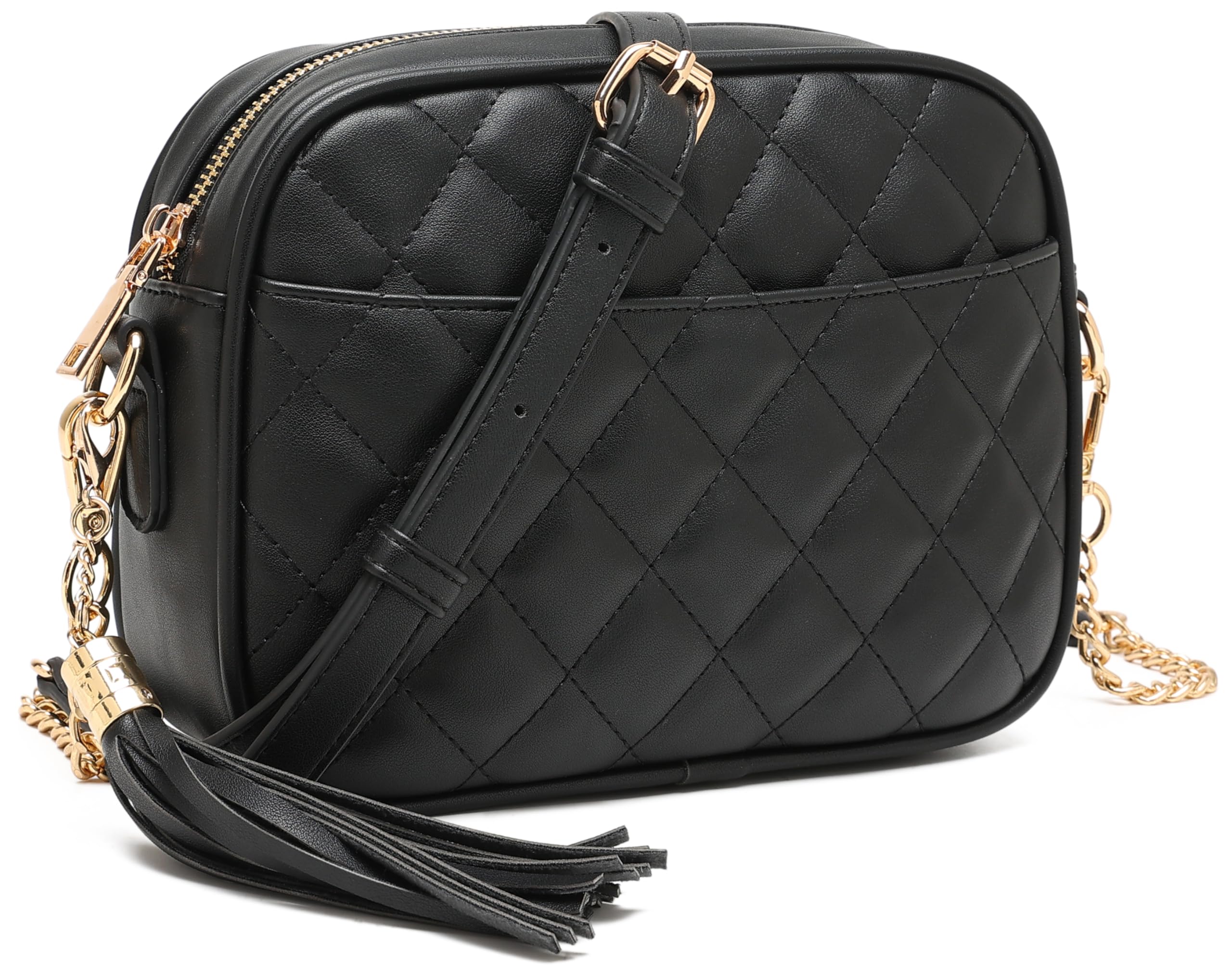lola mae Quilted Crossbody Bag Medium Lightweight Shoulder Purse Top Zipper Tassel Accent