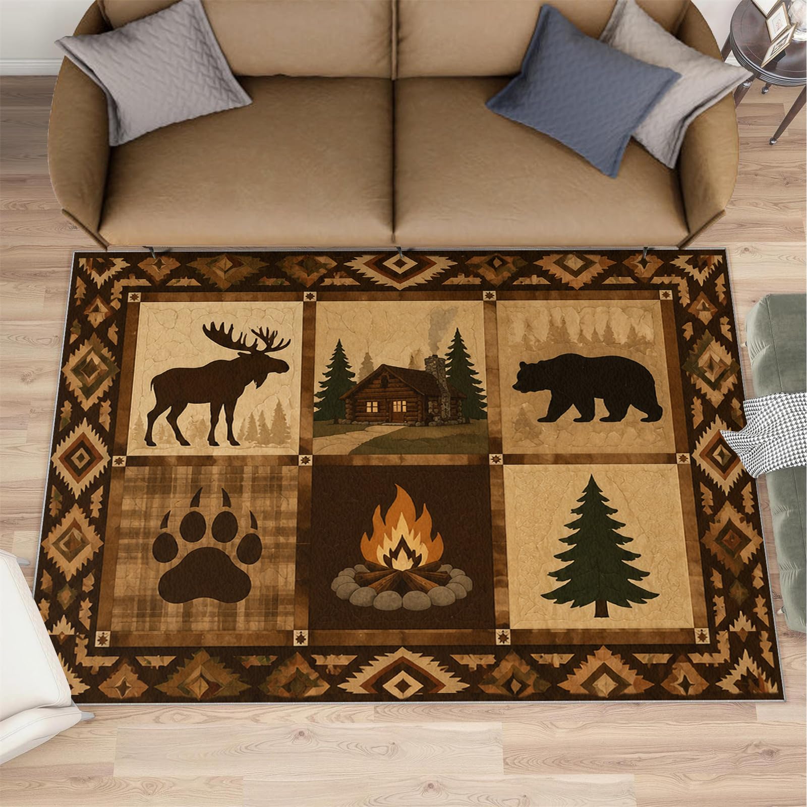 Tapis rustique 160x200 cm qui ne glisse pas pour réchauffer une chambre