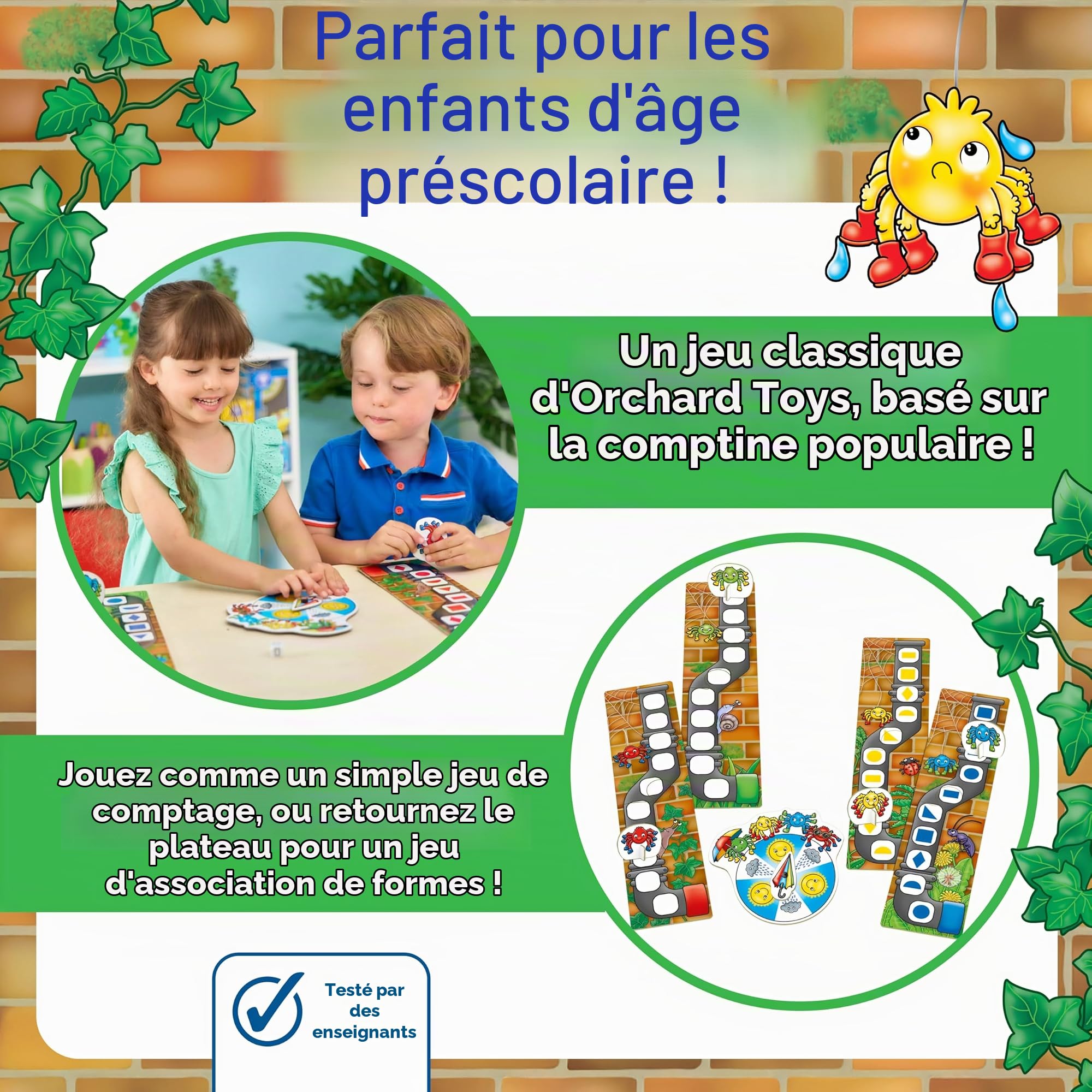 Orchard Toys Insey Winsey Spider Game, Shape and Counting Game for Preschoolers, Perfect For Children Age 3-6, Encourages Number and Counting Skills
