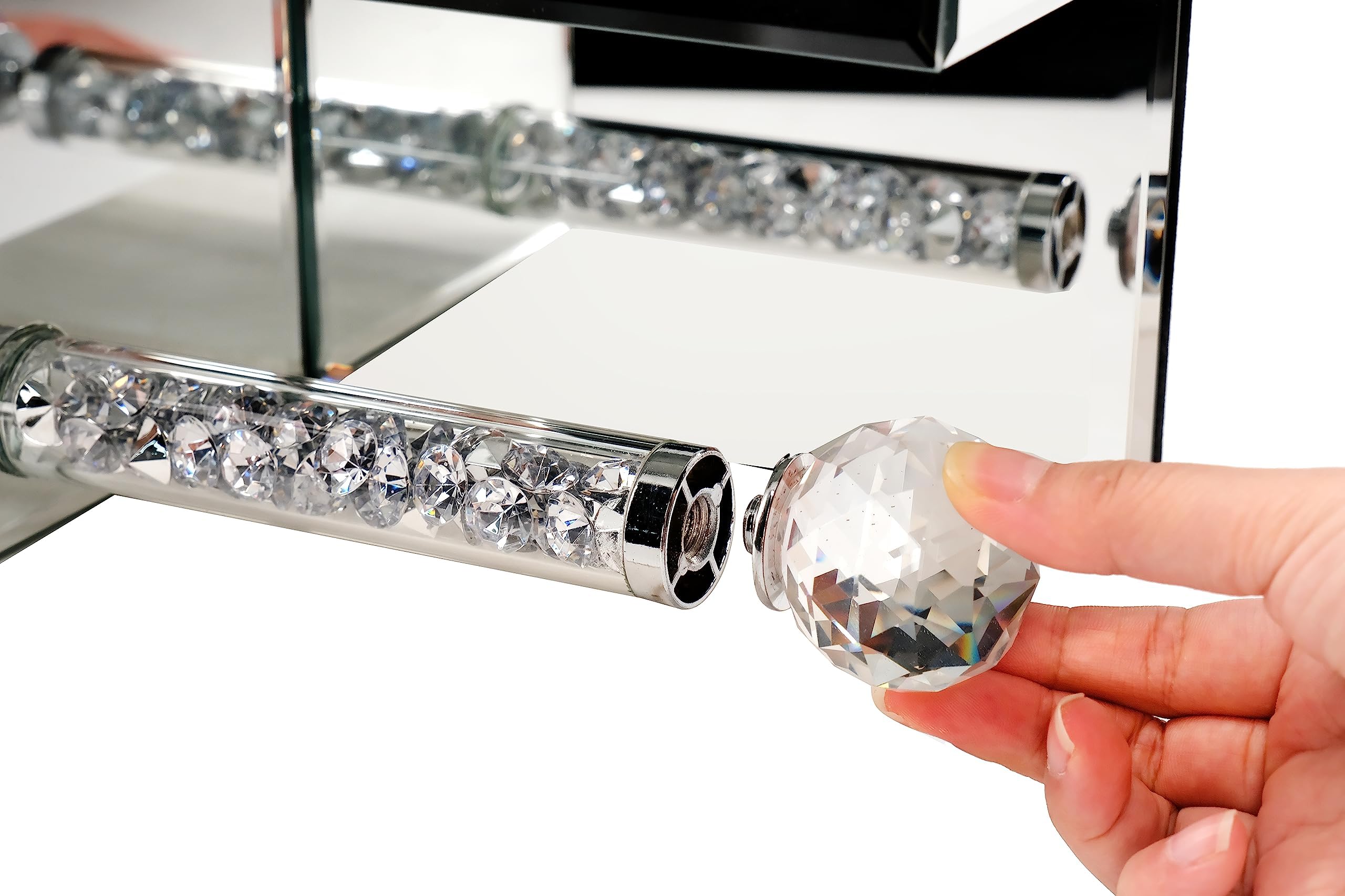 Crystal Crush Diamond uchwyt na papier toaletowy z lustrzaną półką – nowoczesne, montowane na ścianie, srebrne akcesoria łazienkowe, efektowny uchwyt na papier toaletowy do eleganckiego wystroju