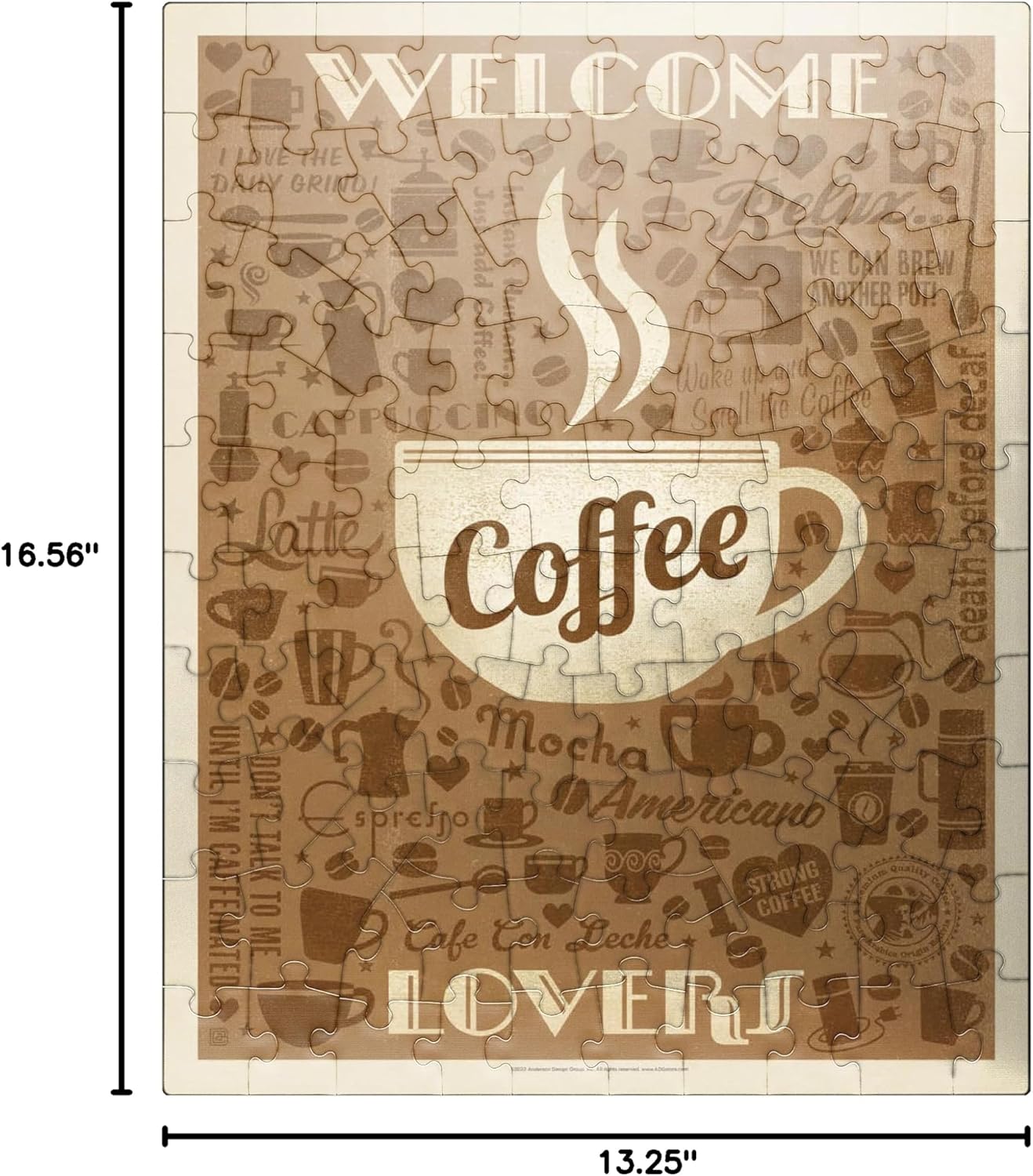 MyPuzzle Coffee Pattern Print, Vintage Poster - Premium 100 Piece Jigsaw Puzzle for Adults