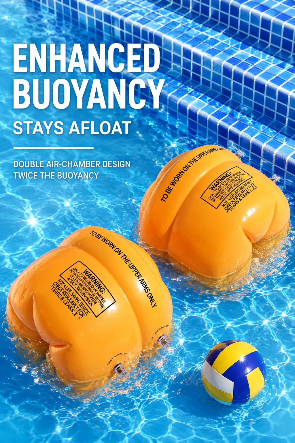Braccioli Bambini 1-6 Anni – Aiuto per il Nuoto – Gonfiabili Rotondi Sicuri e Comodi per Piscina e Nuoto, Adatti a Bambini 6-30 kg(Arancione))