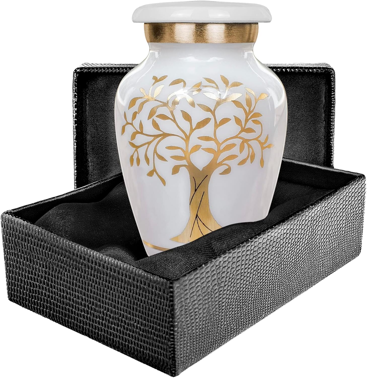 Trupoint Memorials Small Urns for Human Ashes Keepsake, Tree of Life Decorative Mini Cremation Urn for Adult Men and Women, Small White