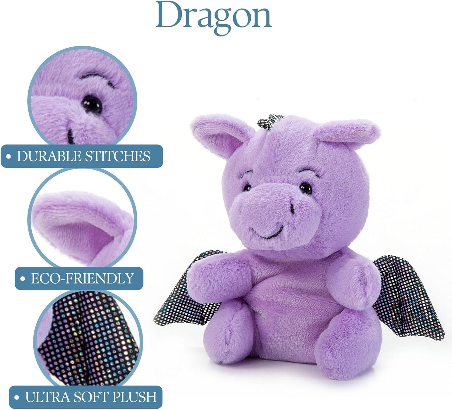 The Petting Zoo Purple Dragon Stuffed Animal Plushie, Gifts for Kids, Nuggetz Dragon Animals, Dragon Plush Toy 6 Inches