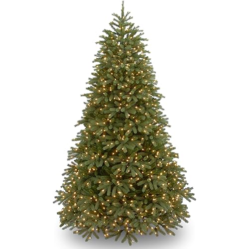 National Tree Company 6.5 ft Pre-Lit Jersey Fraser Fir Medium Artificial Christmas Tree, 900 LED Lights, 1,720 Tips, Foot Pedal, 10 Light Functions, Includes Stand, Green