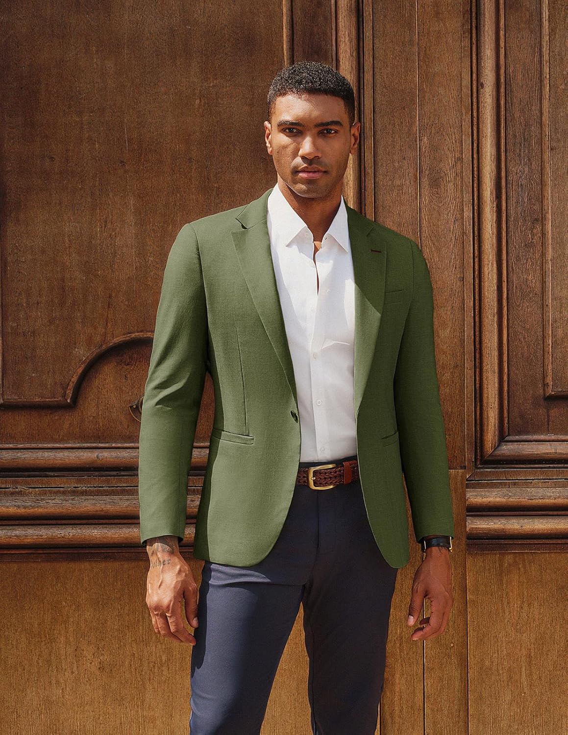 PJ PAUL JONES Men's Casual Blazer One Button Lightweight Sport Coats Solid Notched Lapel Suit Jackets - Image 2