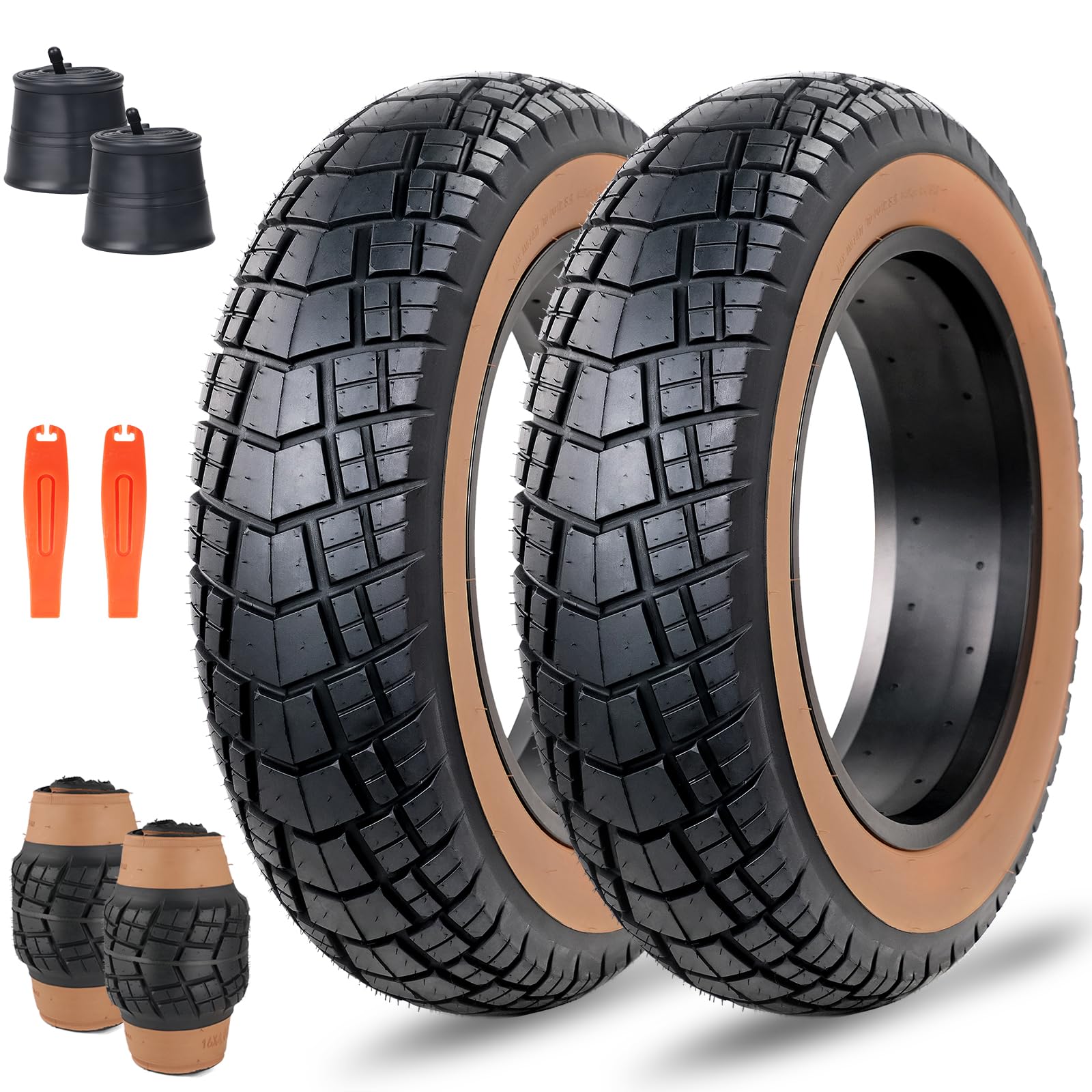 WEEROCK Fatbike Tyre 16 x 4.0 E-Bike Tyre Heavy Duty Brown Edge โ image 1
