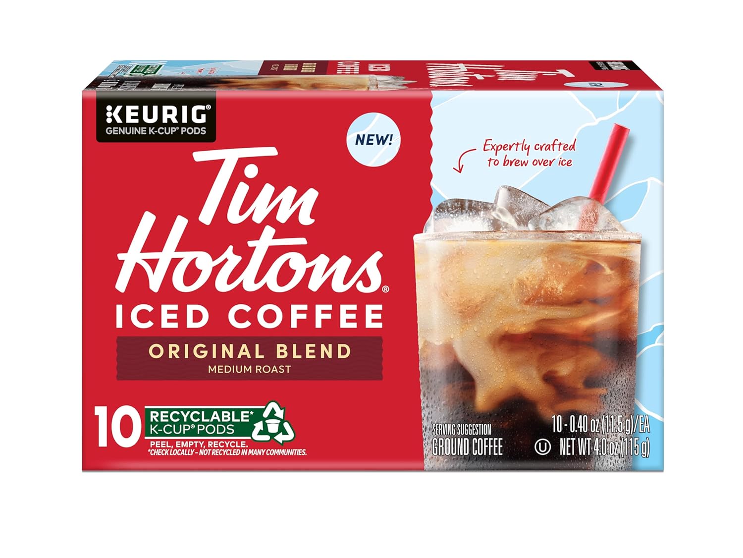 Tim Hortons Original Blend Brew Over Ice KCUPs 10ct (Pack of 2)