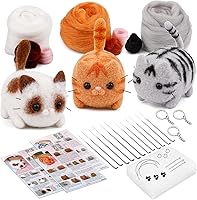 SHWAKK Needle Felting Starter Kit for Beginners: Make Cute Dogs & Cats with Wool, Needles, Foam Pad & Keychain Accessories