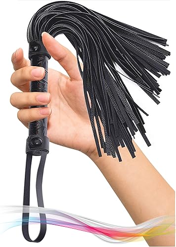 Miniatura 5 de MALINERO - Látigo de caballo de piel sintética para montar a caballo y cosplay Negro, Red