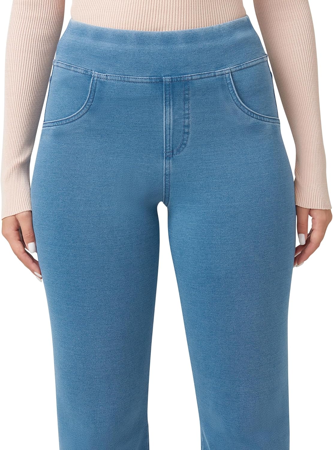 HUE Women's Super Soft Stretch High Rise Straight Leg Denim Leggings - Image 4