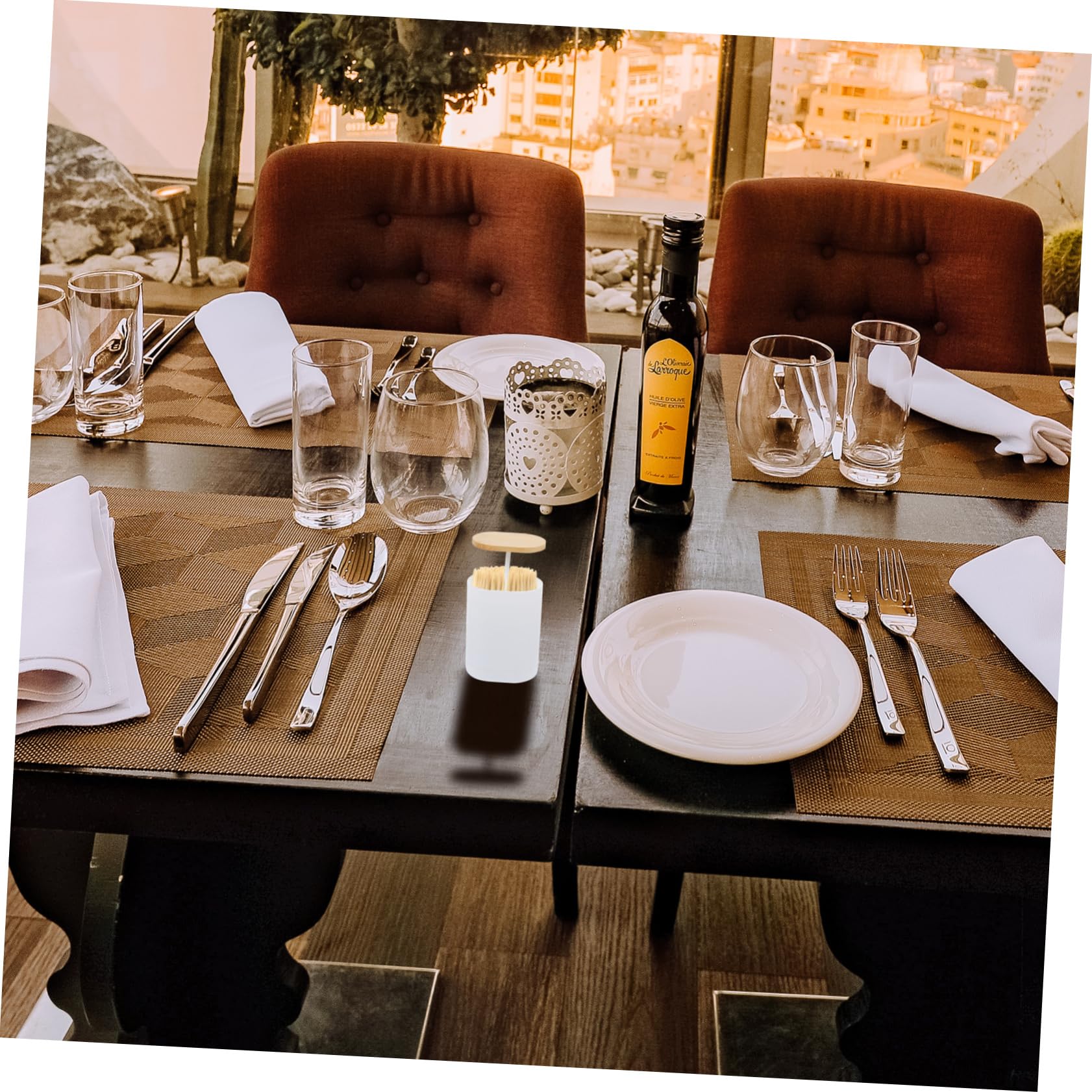 MUCKLILY 2Pcs Pressing Type Toothpick Dispenser Toothpick Holder Compact Automatic for Home Restaurant Use Convenient Storage