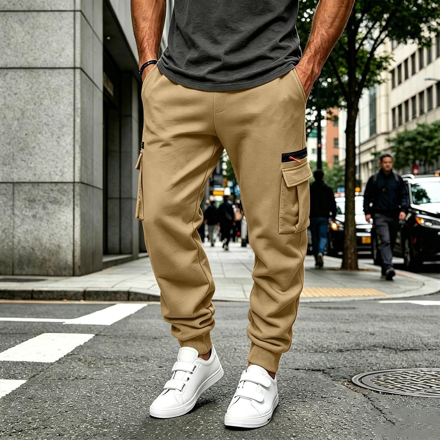 Men's Heavyweight Fleece Tapered Joggers Winter Workout with Pockets