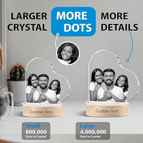 Miniatura 4 de Imágenes personalizadas de cristal  Marco de fotos de cristal en forma de corazón, cumpleaños, recuerdo personalizado para ella, él, regalos de