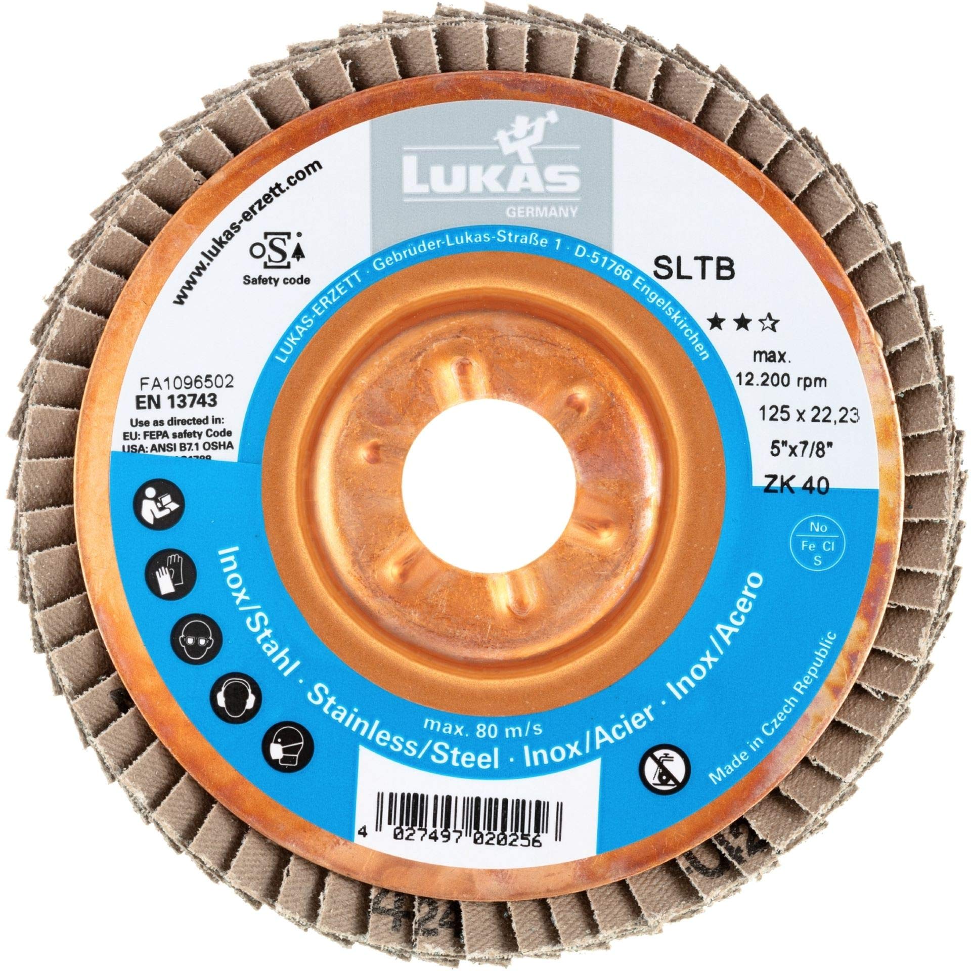 Lucas - Discos de láminas (10 unidades, 115 mm de diámetro, grano 60)