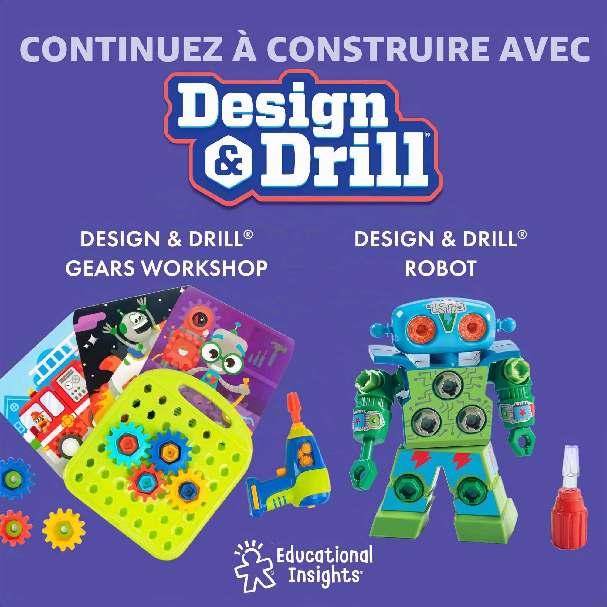 Learning Resources Atelier Robot Design & Drill, Robot pour Les garçons et Les Filles, Jouets STEM de Construction pour Enfants, Jouets à emporter avec perceuse pour Enfant Qui Fonctionne, dès 3 Ans