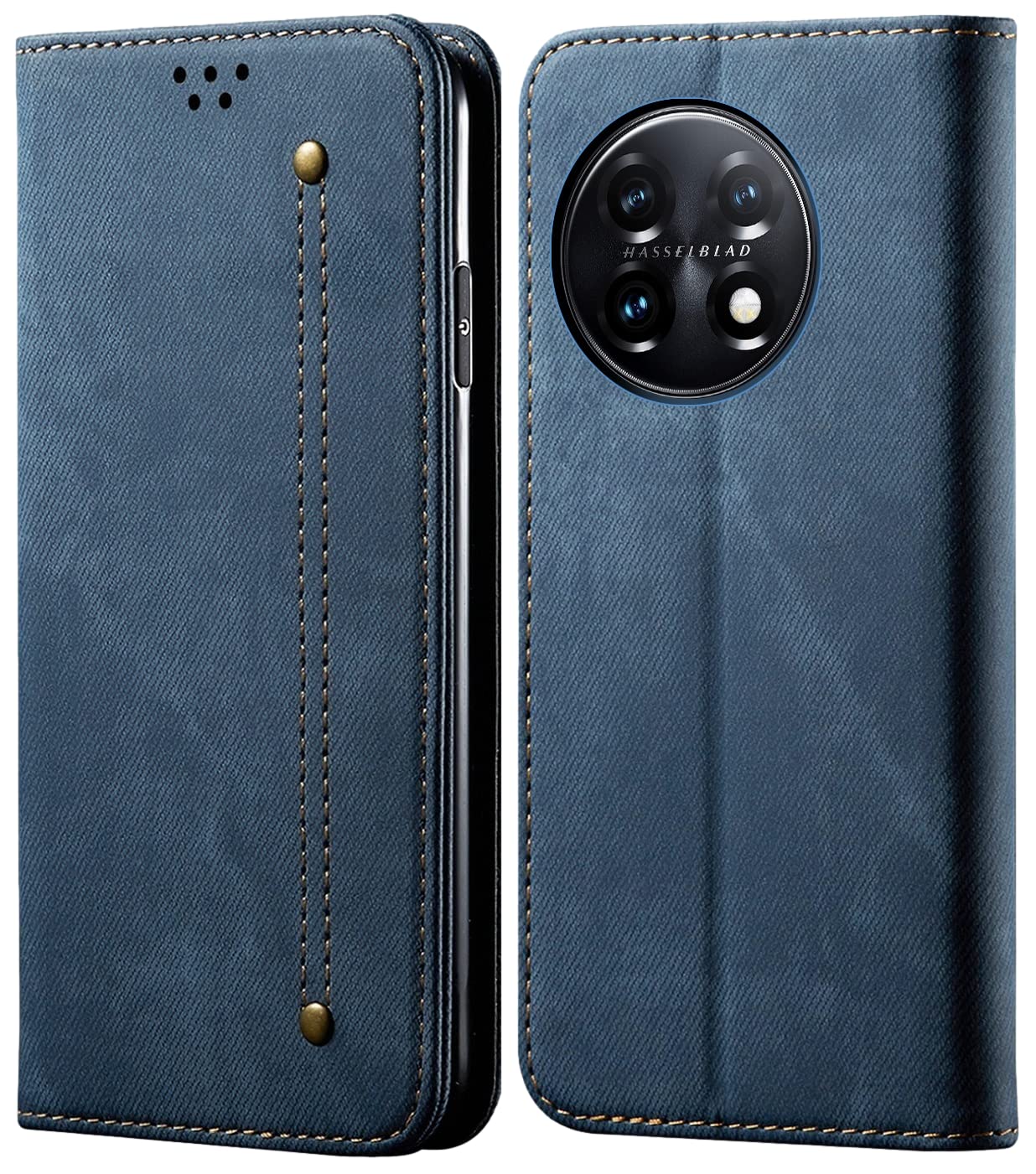 Cubix® Denim Flip Cover for OnePlus 11R / One Plus 11R Case Luxury Slim Wallet Folio Case