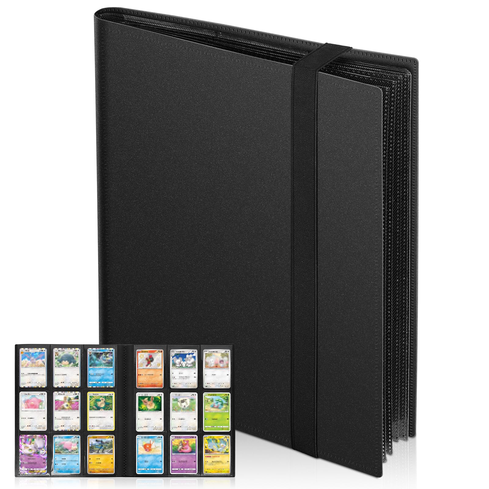 Euqvunn Trading Card Binder, 24 Sheets 432 Pockets Card Album, Side-loading, Double-sided Storage Cards Collection Binder for TCG,MTG,Yu-Gi-Oh,Sports Cards (black)