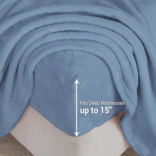 Miniatura 4 de Juego de sábanas de forro polar de 4 piezas con bolsillo profundo de 15 pulgadas, sábana bajera suave y cálida para invierno, estampado a cuadros