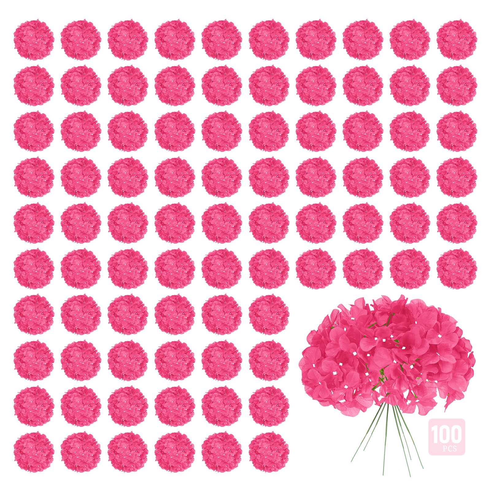 Photo 1 of 100Pcs Rose Red Hydrangeas Artificial Flowers,Wedding Centerpieces