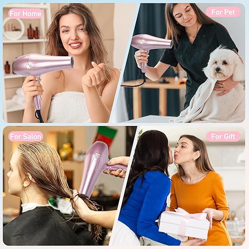 Miniatura 7 de CONFU Secador de Pelo, Secador de Pelo Iónico Profesional de Salón con Difusor para Mujeres y Hombres, 5 Veces de Secado Rápido, Potente y