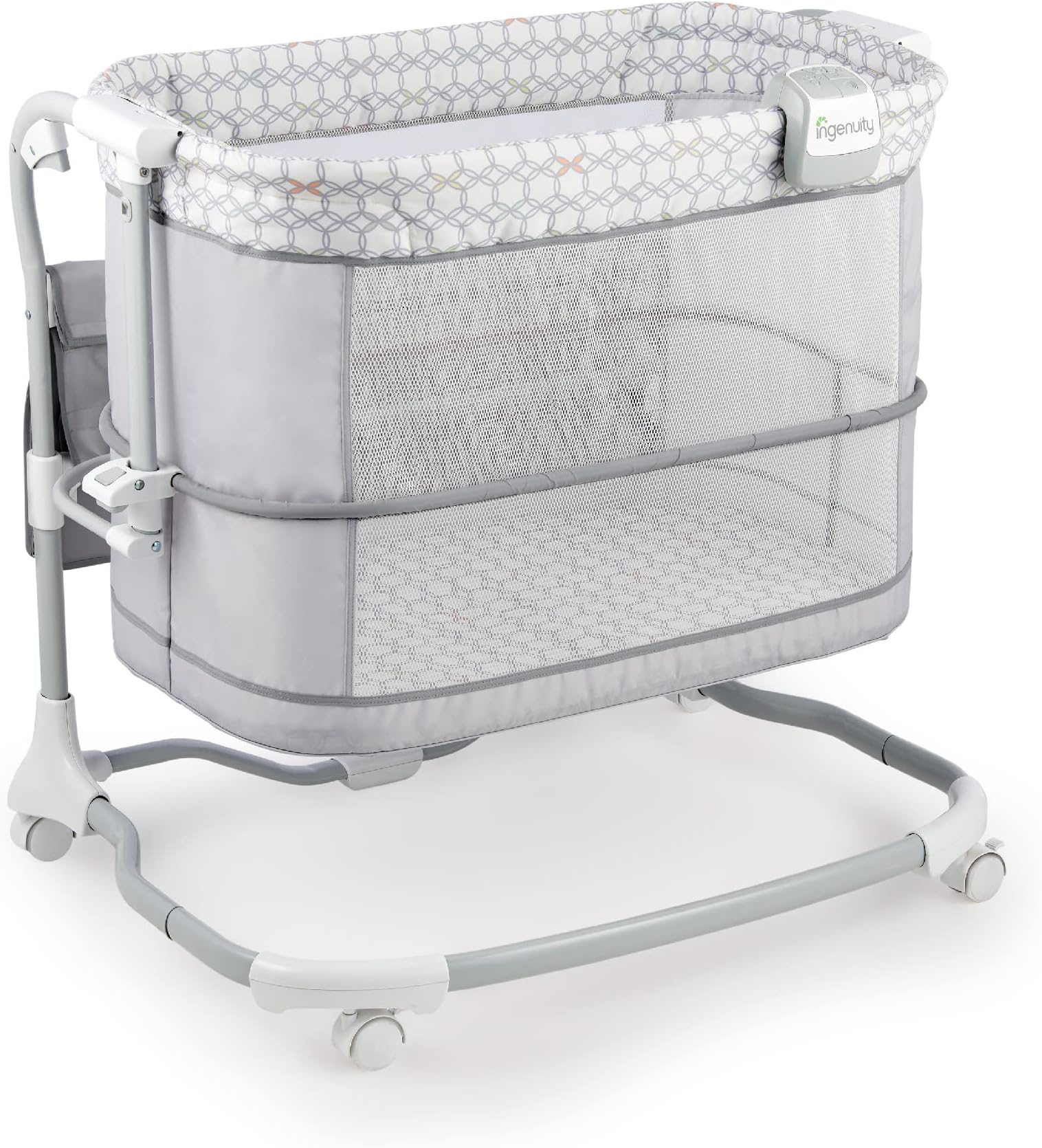 Dream & Grow Bedside Bassinet 2-Mode Crib 0-12 Months, Adjustable Height - Dalton (Grey)