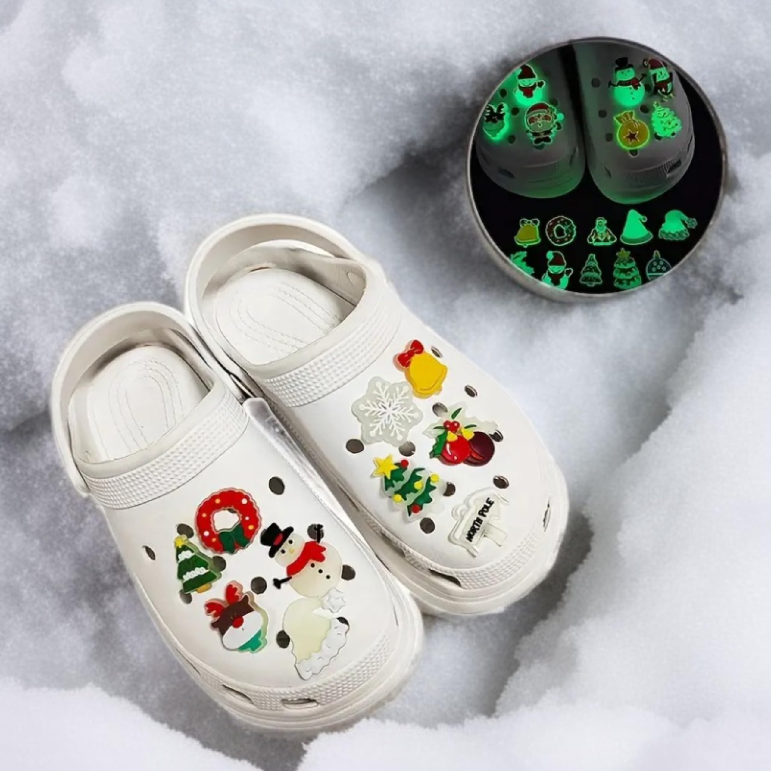 Glow in the Dark 16 PCS NightSeries Christmas Shoe Charms: Easy Attach. Your Purchase Brings Christmas to a Child in Need