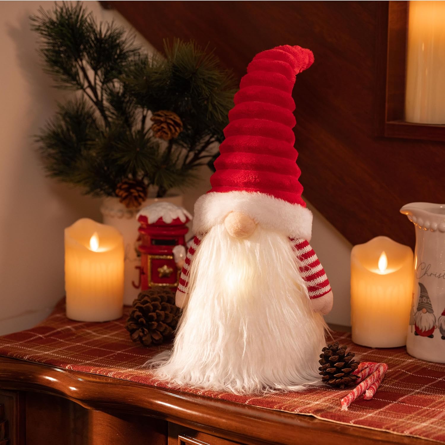 Valery Madelyn Christmas Ornaments Tree Decorations&Christmas Gnome Tree Topper with Timer（2 Items Buddle