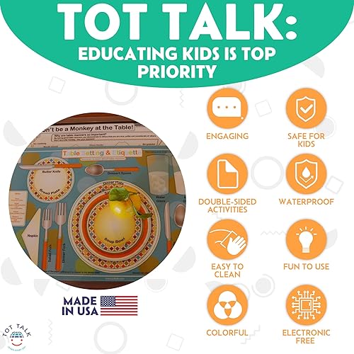 Miniatura 2 de Tot Talk - Mantel individual educativo con números del 1 al 10 para niños, fabricado en Estados Unidos, números, matemáticas, conteo y escritura de