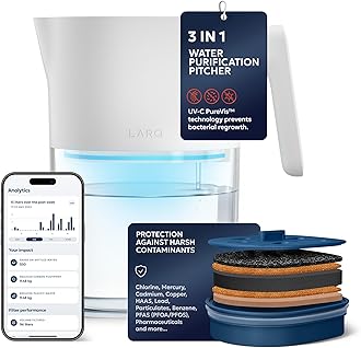 Pitcher PureVis - 1.9 Liter (8-Cup) 3 in 1 Smart Self-Cleaning Water Filter Jug, Nano Zero Filtration Removes Limescale, PFAS, Lead & Chlorine, App-Enabled Tracking | Pure White