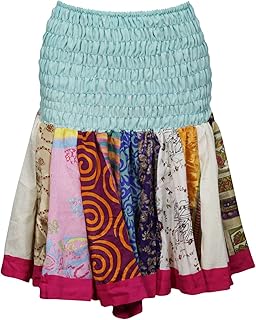 Womens Mini Skirts Sky Blue Silk Swing Ruched Waist Short Flirty Skirts OneSize