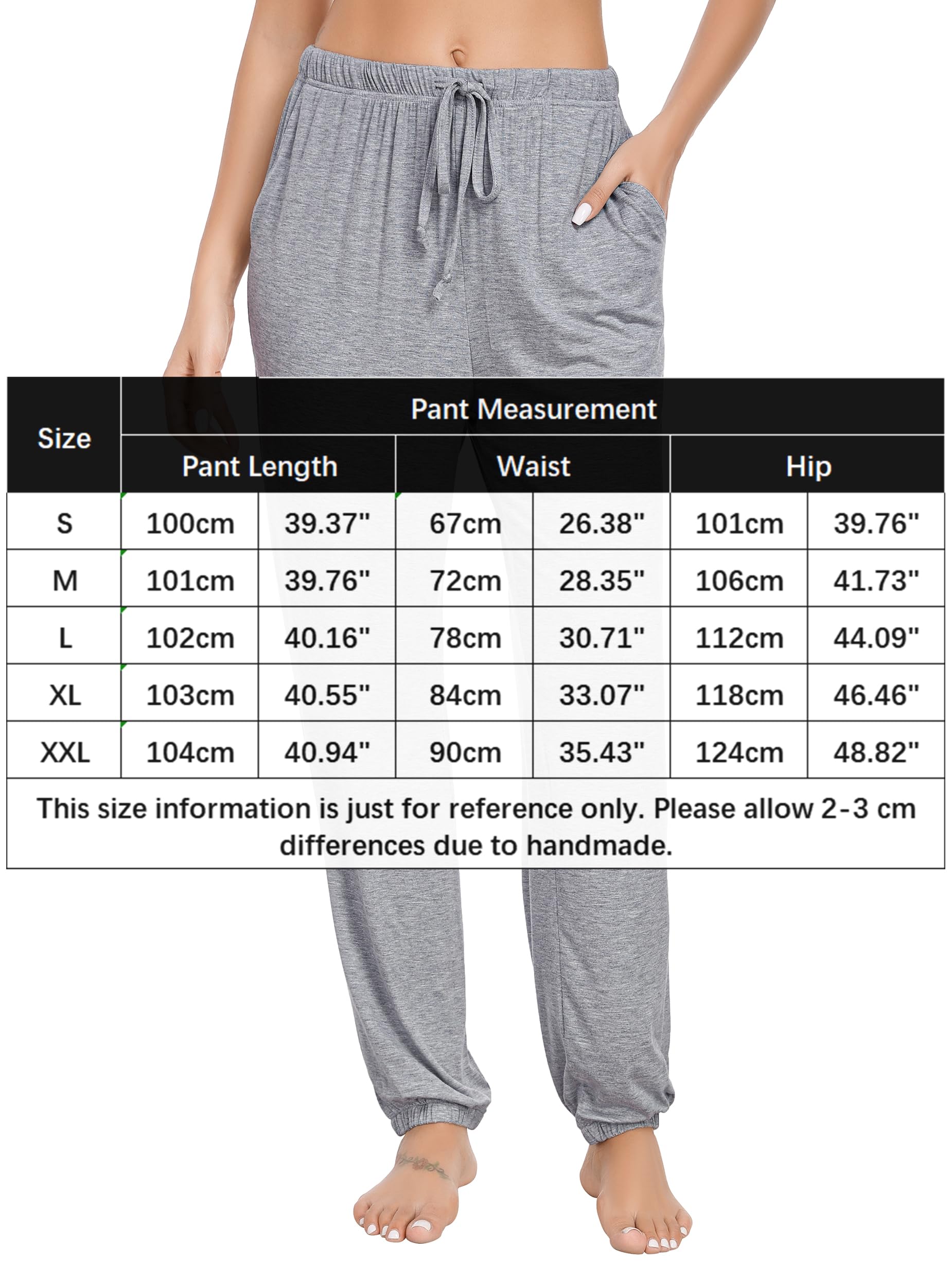 Vlazom Pantaloni del Pigiama Donna A Righe Cotone Lungo Morbidi Pantaloni da Notte con Tasche per Loungewear