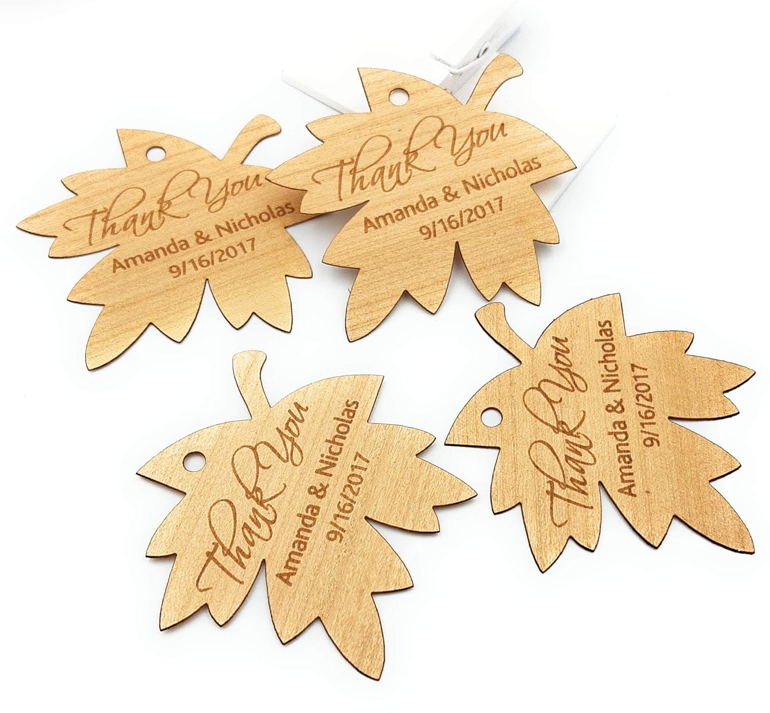 Wedding favor tags, personalized wedding favor tags, rustic leaf wedding gift tags, fall wedding favor tags, custom wood veneer shower tags - Set of ...