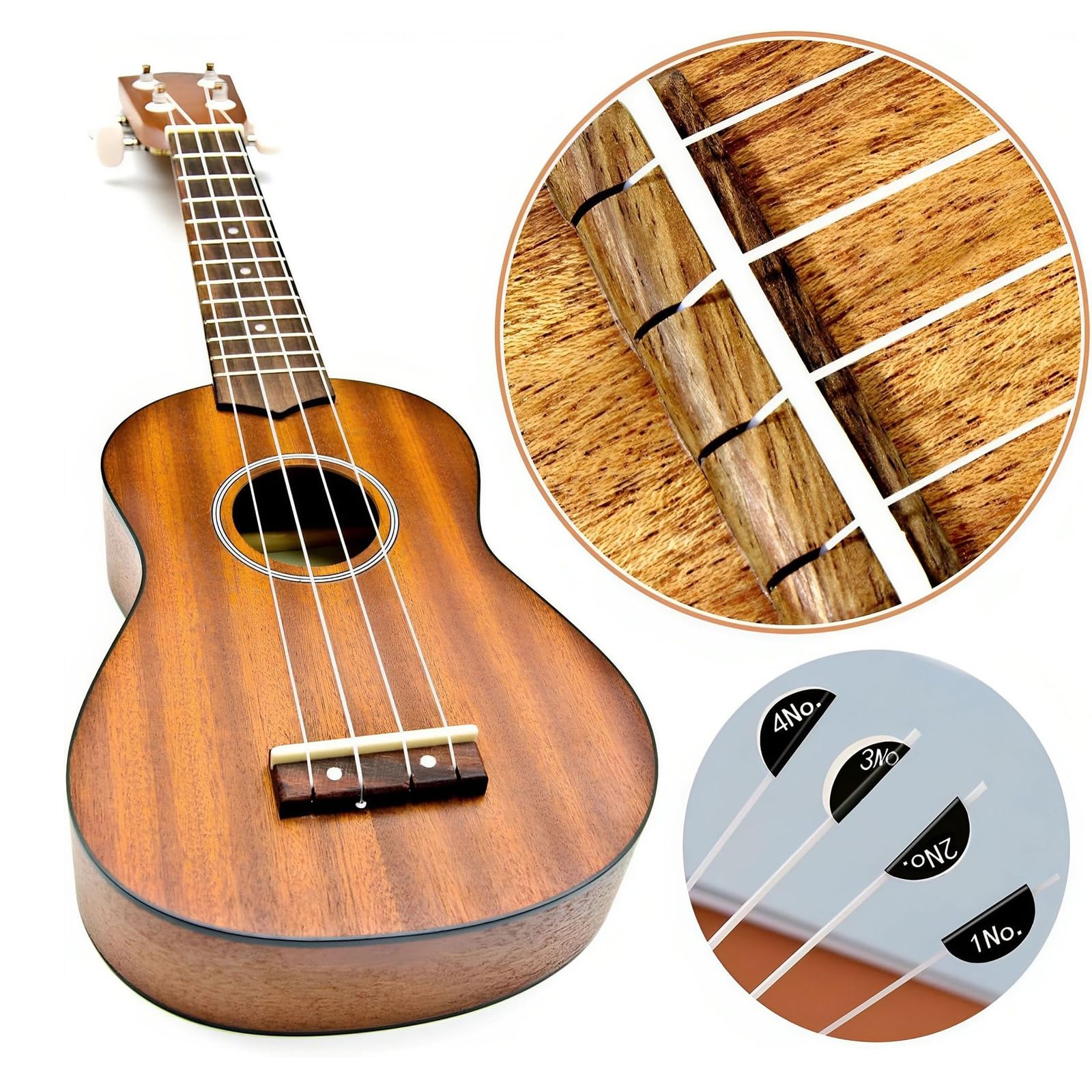 Juego de 5 cuerdas universales de repuesto para ukelele y 10 púas de fieltro para tenores de concierto soprano, accesorios de fácil instalación