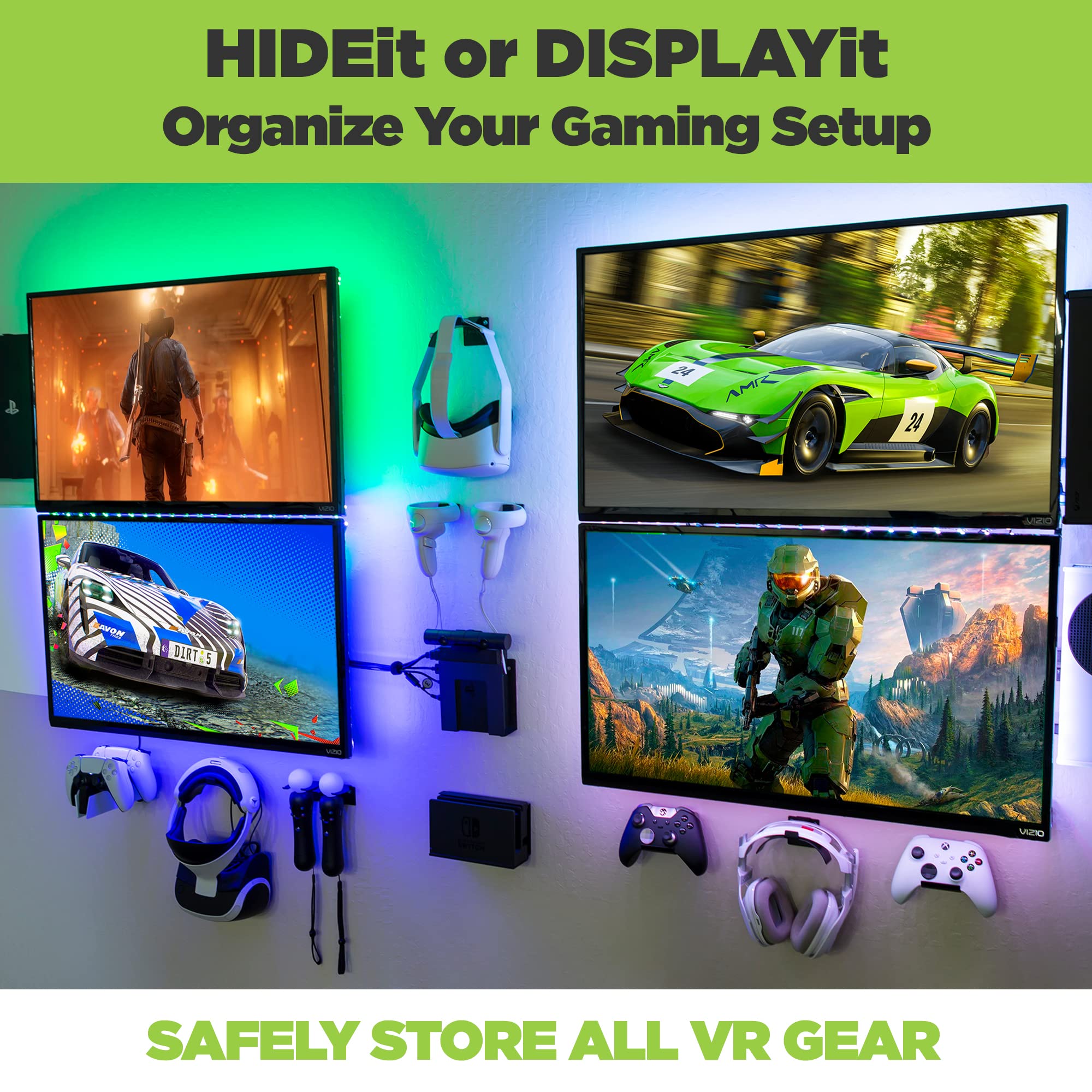 Soporte de pared para Oculus Quest 2 - Soporte para auriculares y controlador de realidad virtual - American Company - No para Quest Pro 3