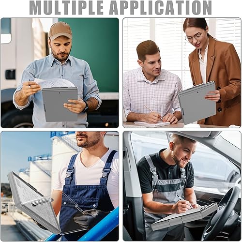 Miniatura 6 de Hongri Portapapeles con almacenamiento, carpeta gris de 8.5 x 11 pulgadas, apertura lateral de enfermería, resistente con doble compartimento,