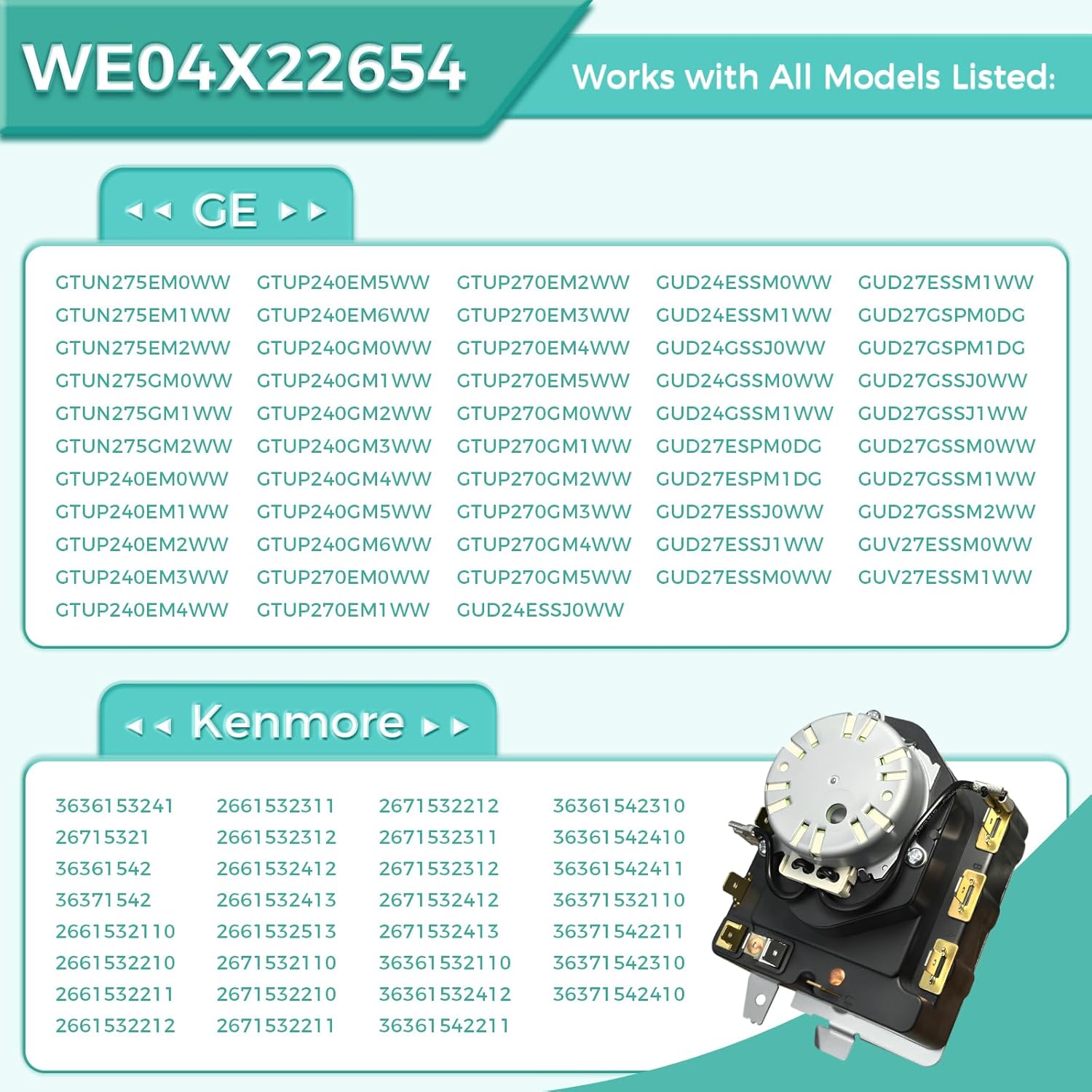 Upgraded WE04X22654 Dryer Timer Compatible with GE Kenmore, Replacement Part WE4M521 4248297 AP5983860 PS11721520 EAP11721520 234D1296P017 TMD1TM26