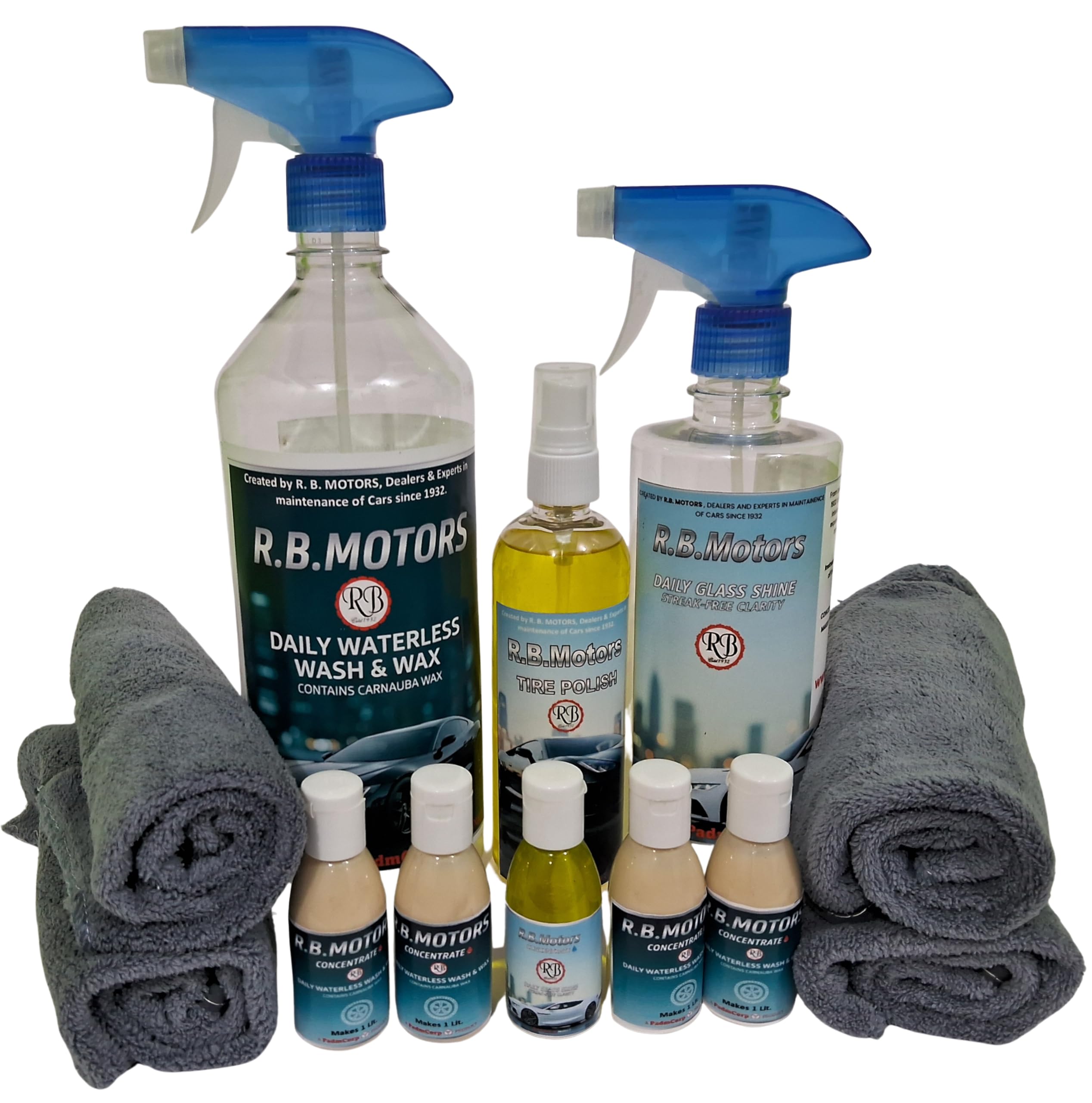 Daily Car Exterior Cleaning/Detailing Kit with Unique Waterless Wash and Wax Formula, Glass Shine, Tire Polish & Microfiber Towels-picture-28
