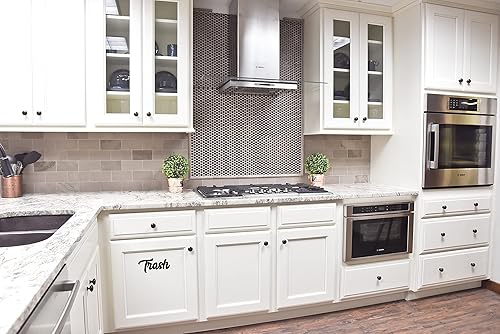 Adhesivos de área de basura - Calcomanía de vinilo para despensa - Uso en interiores y exteriores - Adhesivos impermeables para baño, armario,