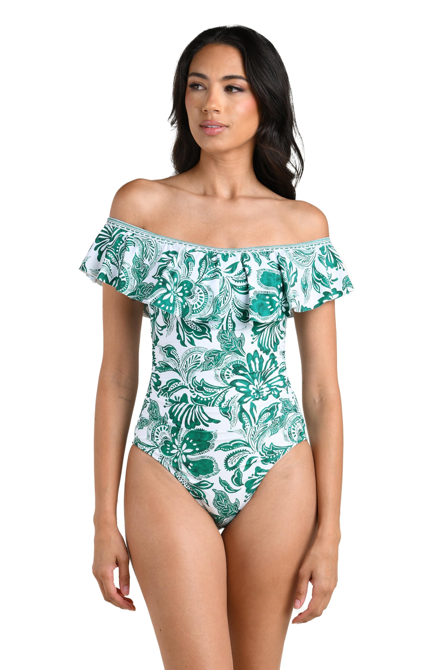 La Blanca baby-girls Off Shoulder Ruffle One Piece Swimsuit