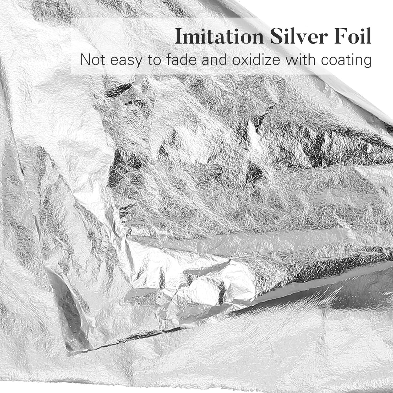 KAILIKETIY 100pcs Silver Gilding Foil Imitation Gold Leaf for DIY Art Crafts Furniture Decoration Metal for Artistic and Interior Design Projects
