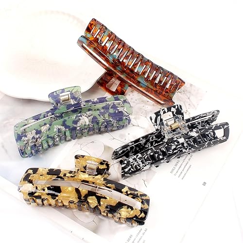 Miniatura 9 de Pinza para el cabello, diseño rectangular para mujeres y niñas, pinzas antideslizantes para el cabello francés, pinzas de sujeción fuerte para el