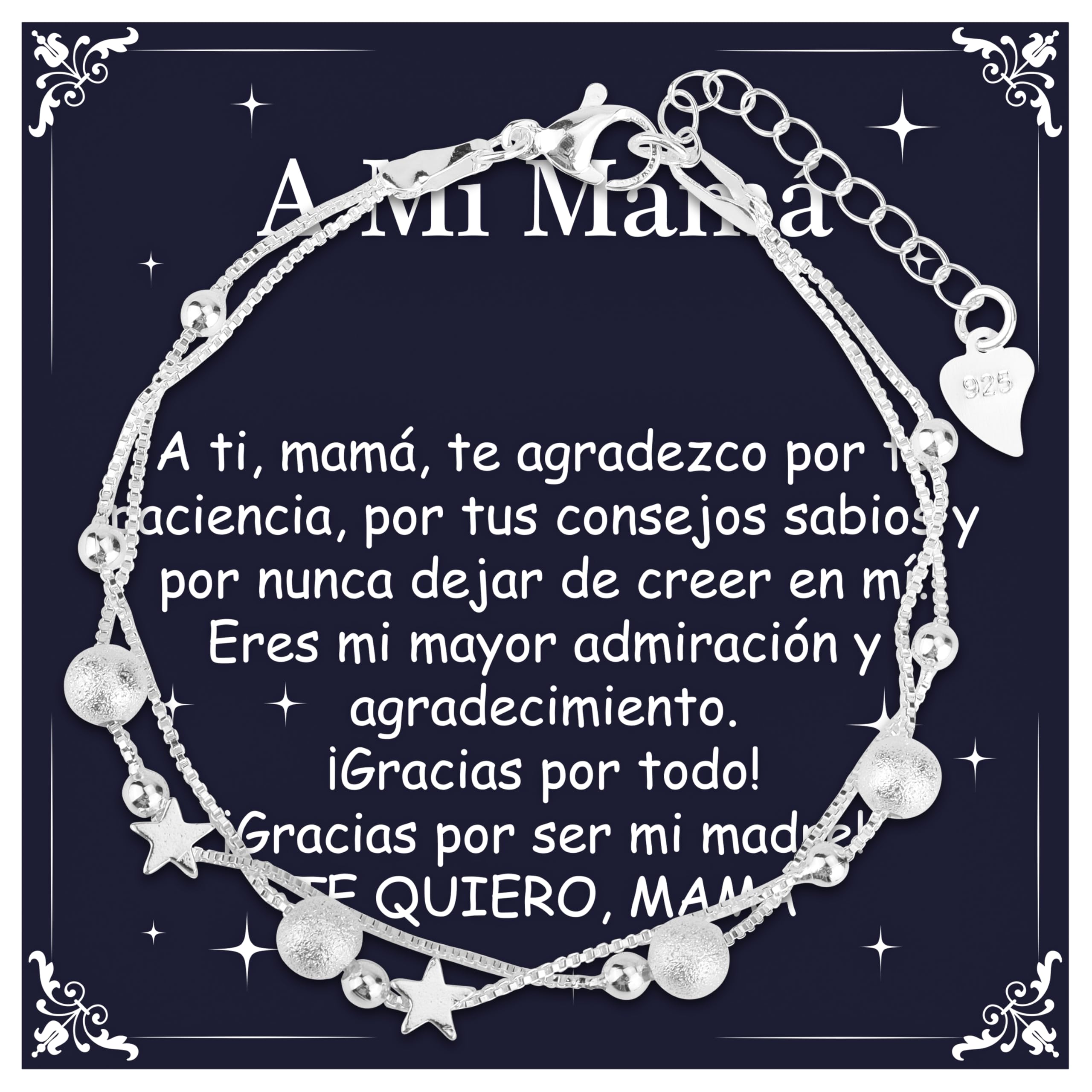 Rebundex Pulsera Plata Regalos Originales para Mujer Pulseras Regalos para Mujer Cumpleaños Navidad Día de San Valentín Madre Mama Amiga Novia