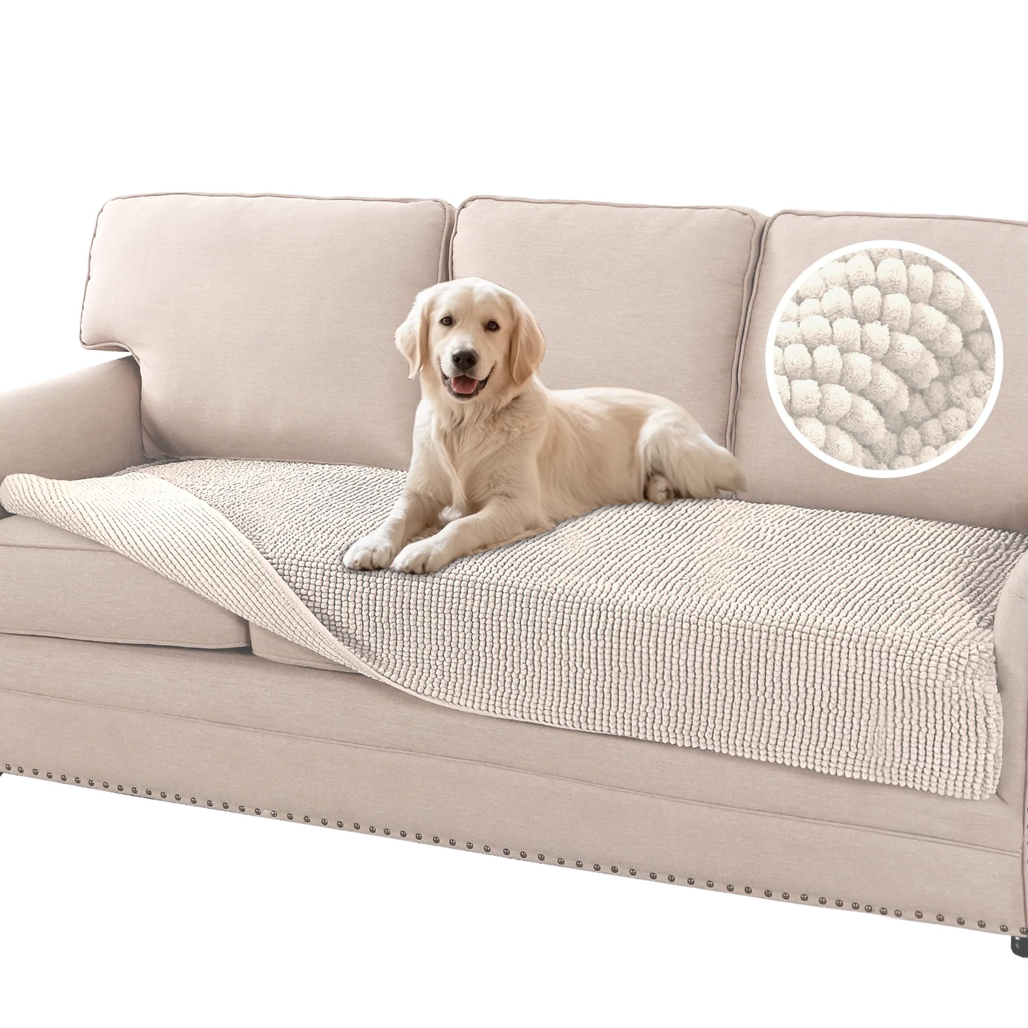 Flamingo P Chenille Dog Bed Cover Thick Couch Cover for Dogs Washable Pet Sofa Cover Protector Non-Slip Couch Covers for 3 Cushion Couch Furniture