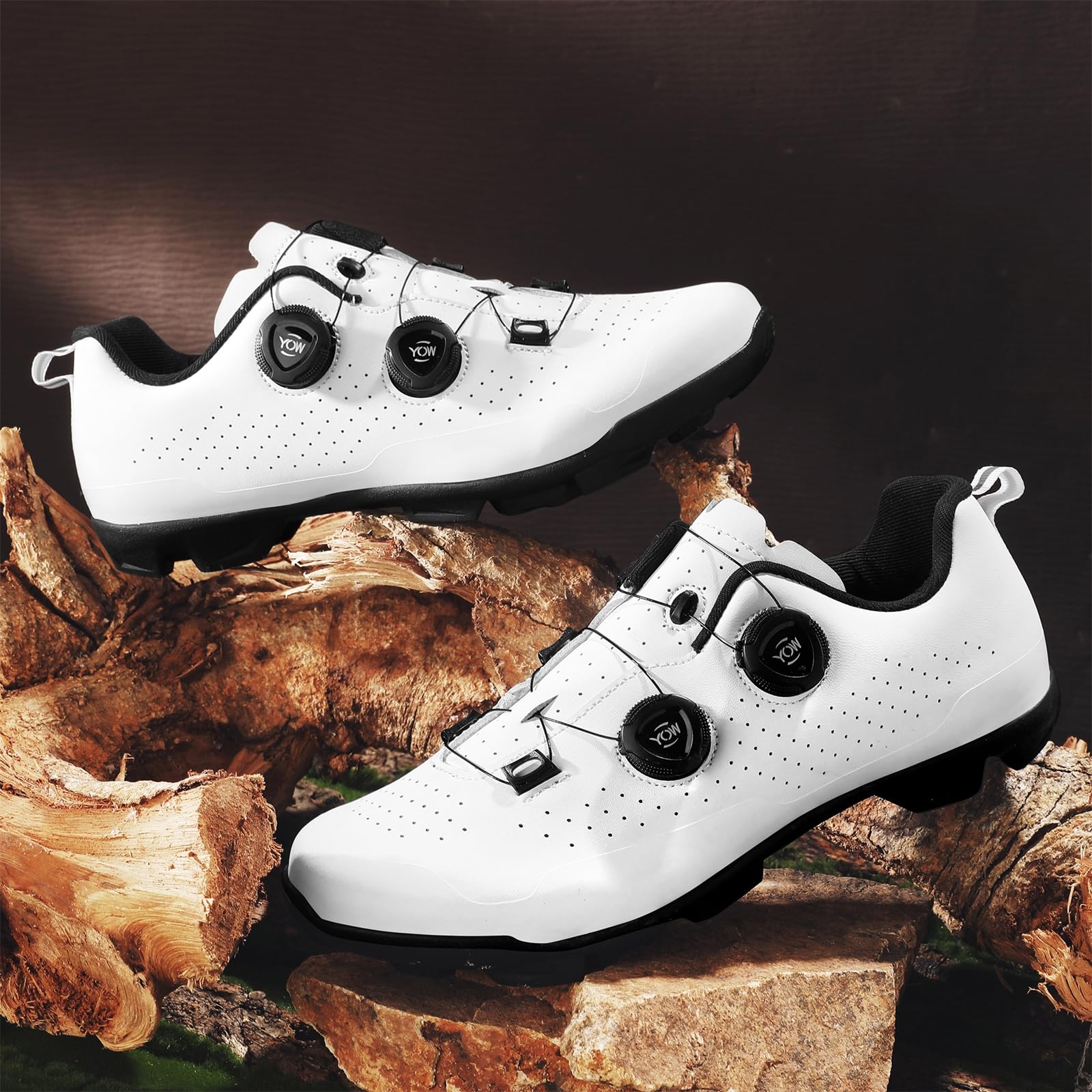 JiuQing Uniseksowe buty do jazdy na rowerze górskim Profesjonalne buty do jazdy na rowerze MTB Kompatybilne z blokami SPD na 2 śruby w zestawie,White,39 EU