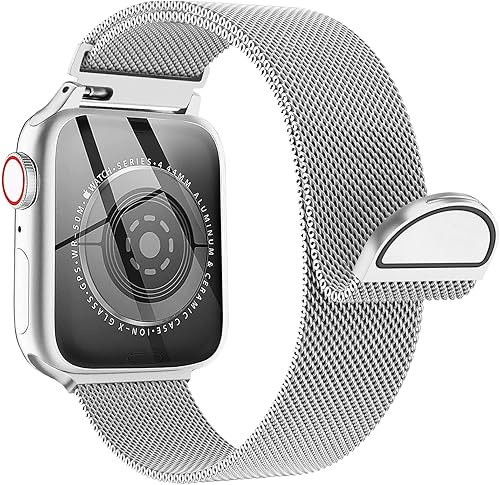 Correa milanesa de metal compatible con Apple Watch Band de 1.496 in, 1.575 in, 1.614 in, 1.654 in, 1.732 in, 1.772 in, 1.772 in, correa magnética