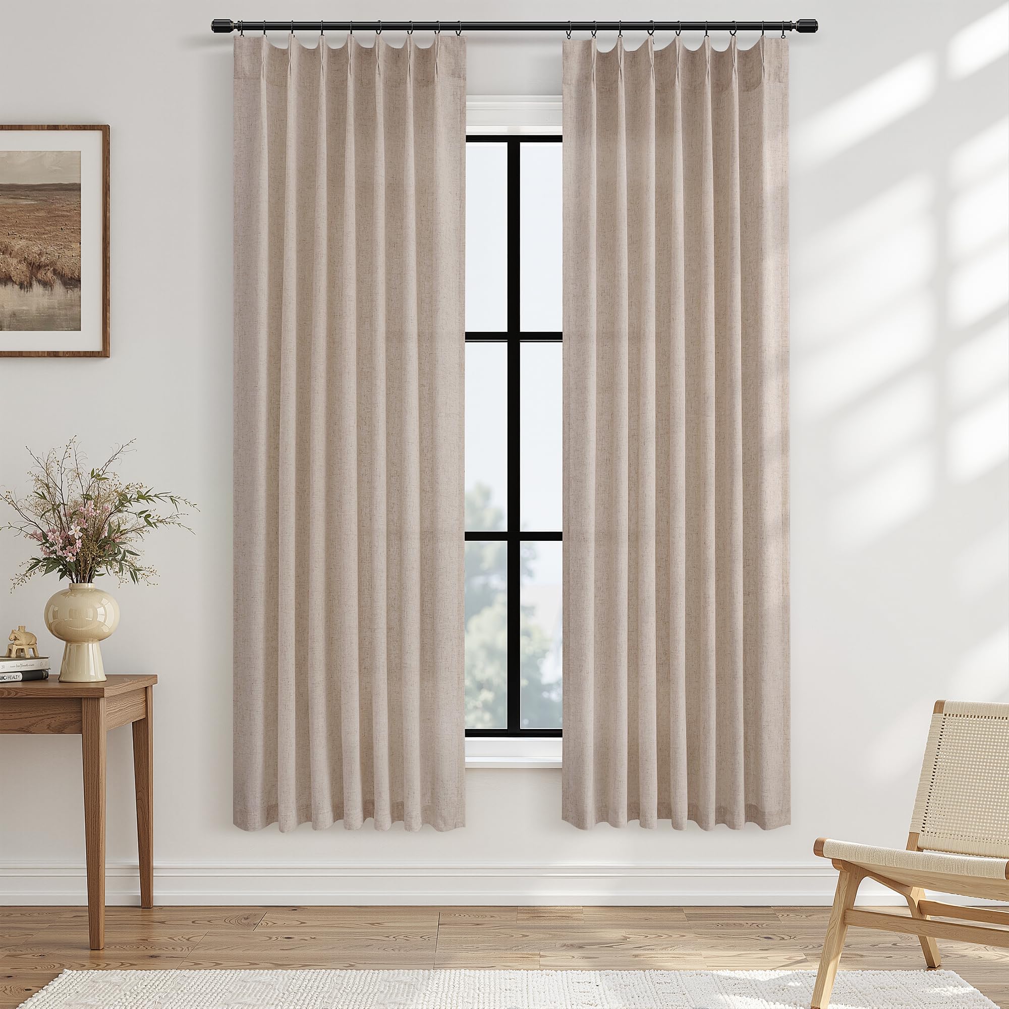 Linen Pinch Pleat Curtains - Soft Light & Privacy -27