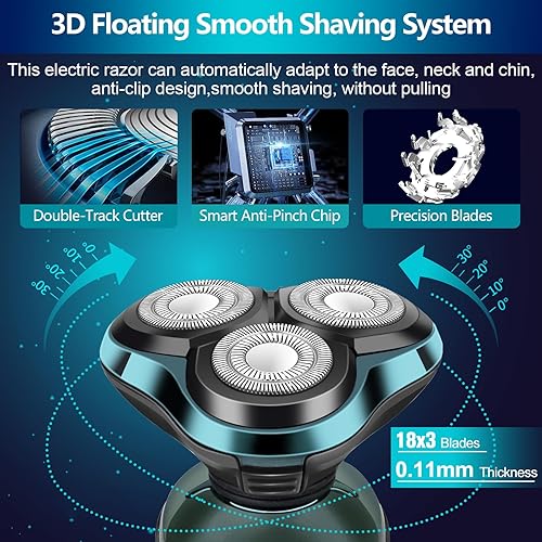 Miniatura 4 de Maquinilla de afeitar eléctrica para hombres, afeitadoras eléctricas para rostros de hombres, hoja desmontable 3D giratoria para afeitar con