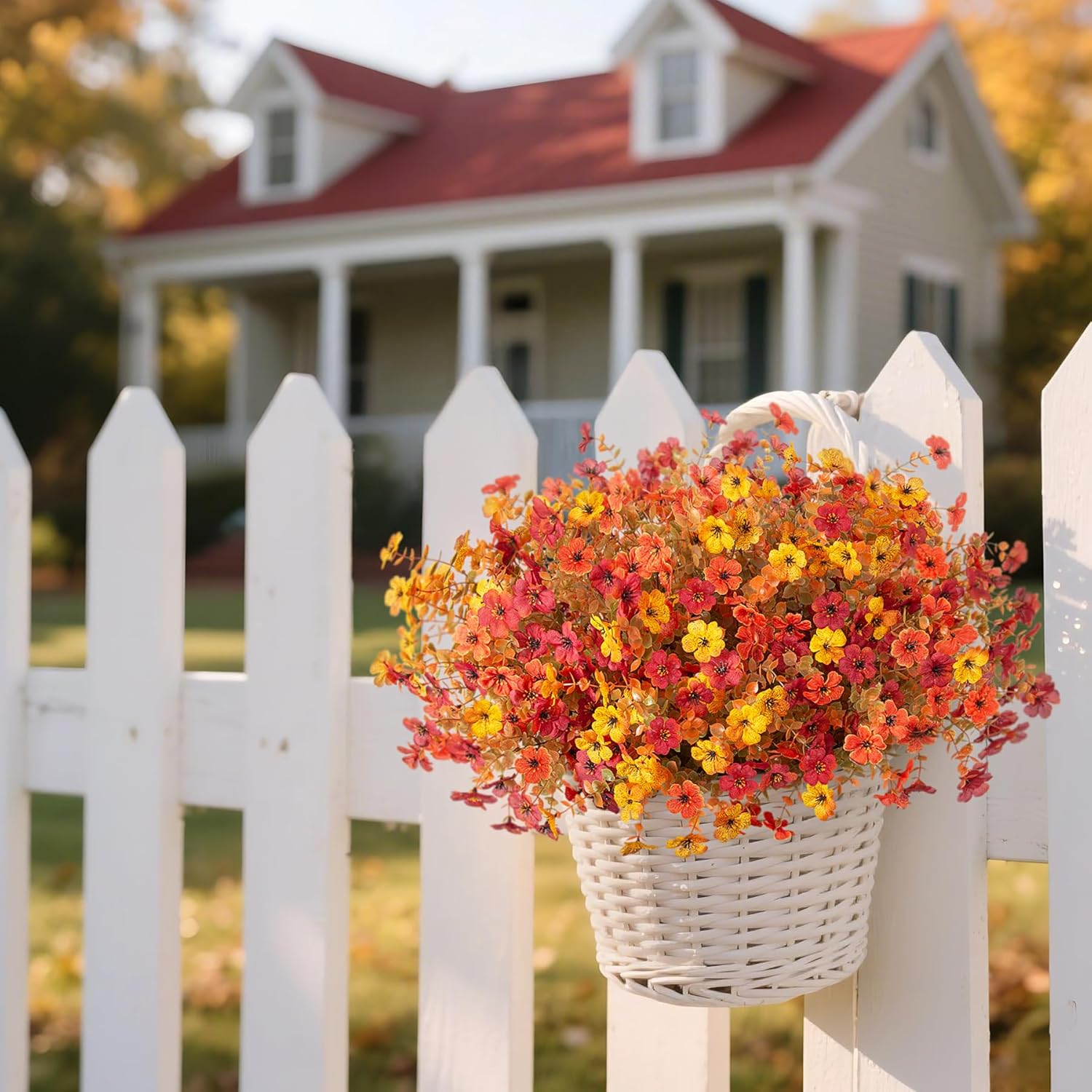 12 Bundles Fake Mums Fall Flowers Artificial for Outdoors Decoration Artificial Mums Faux Plants Daisy for Outdoor Outside Planters UV Resistant Violets for Fall Decor Home Porch Door Front Patio Yard - Image 3